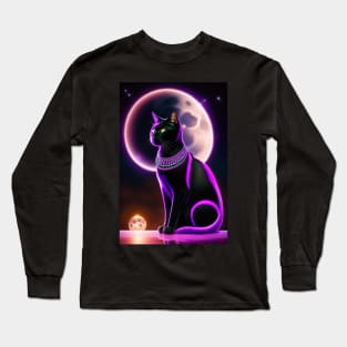 Royal Black Cat Moon theme Long Sleeve T-Shirt